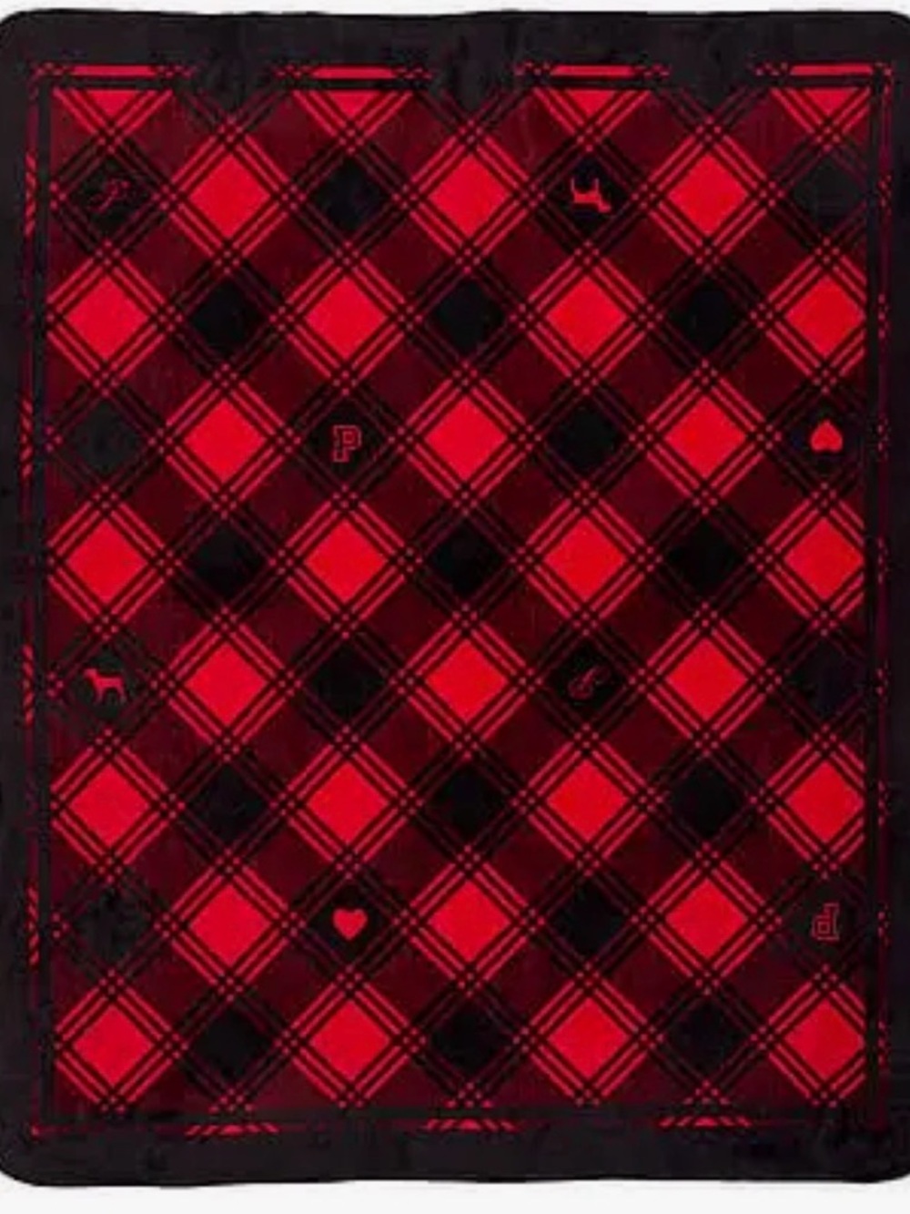 PINK Victoria's Secret Red and Black Plaid Cozy Plush Blanket - Picture 2 of 4